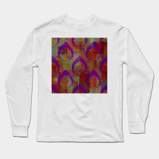 Purple Teardrops on Texture Long Sleeve T-Shirt